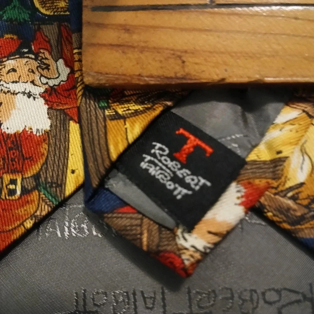 Robert Talbott For I‎ Magnin Tie Mens One Size Blue Silk Santa Christmas Holiday